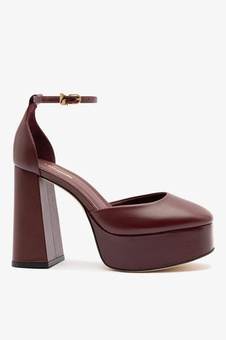 Ari Platform Pump Burgundy Leather Pump Larroudé