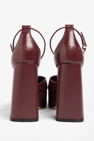 Ari Platform Pump Burgundy Leather Pump Larroudé