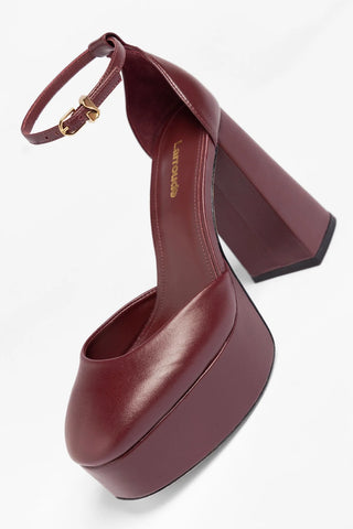 Ari Platform Pump Burgundy Leather Pump Larroudé