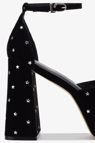 Ari Pump In Black Suede and Silver Stars