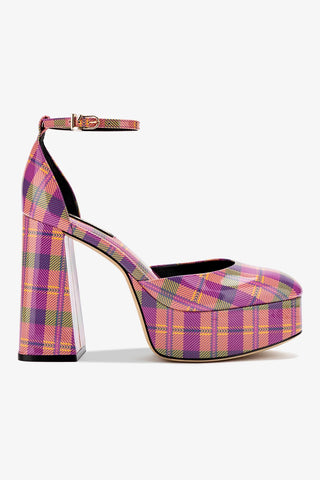 Ari Pump In Pink Tartan Patent Leather