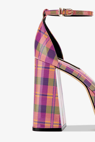 Ari Pump In Pink Tartan Patent Leather