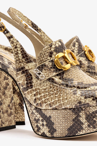 Harrington Loafer Hi In Neutral Snake Stamped Leather