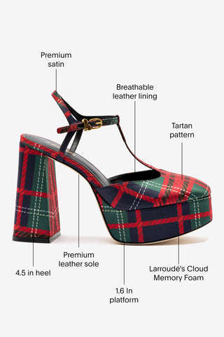 Pixie Pump In Red Tartan Satin