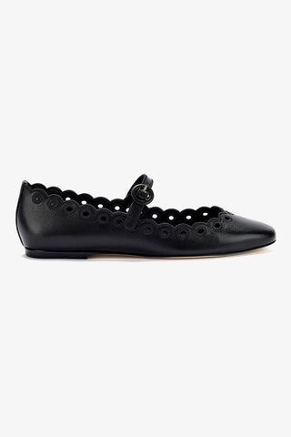 Blair Broderie Ballet Flat In Black Leather