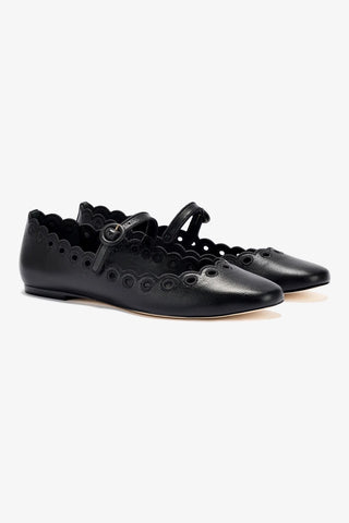 Blair Broderie Ballet Flat In Black Leather