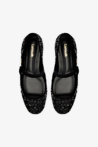 Blair Ballet Flat In Black Sequins