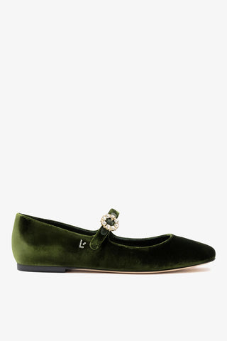 Blair Ballet Flat In Bosco Velvet Ballet Larroudé
