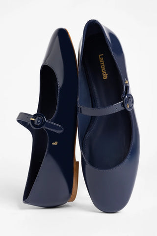 Blair Ballet Flat Indigo Patent Leather Flat Larroudé