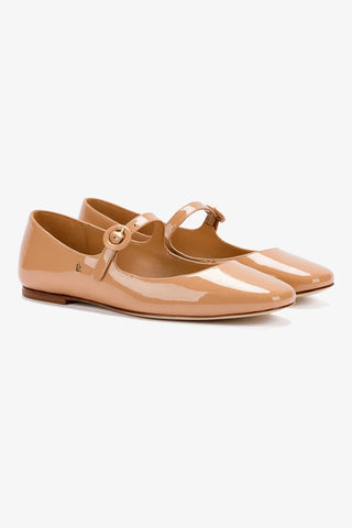 Blair Ballet Flat In Tan Patent Leather