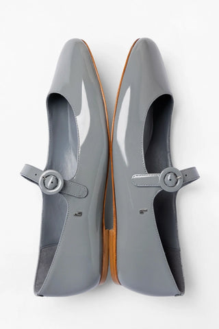 Blair Ballet Flat Titanium Patent Leather Ballet Larroudé