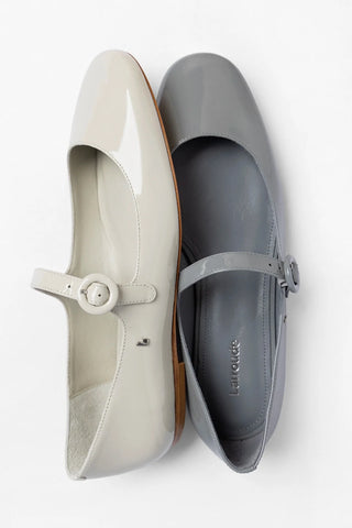 Blair Ballet Flat Titanium Patent Leather Ballet Larroudé