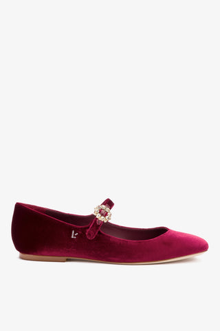 Blair Ballet Flat In Wine Velvet Ballet Larroudé
