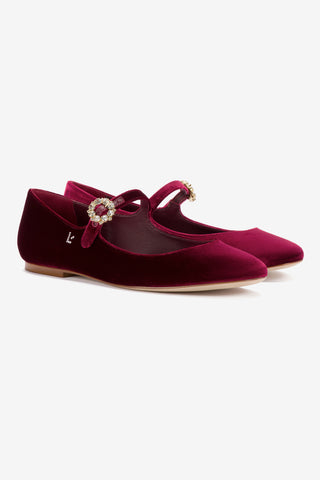 Blair Ballet Flat In Wine Velvet