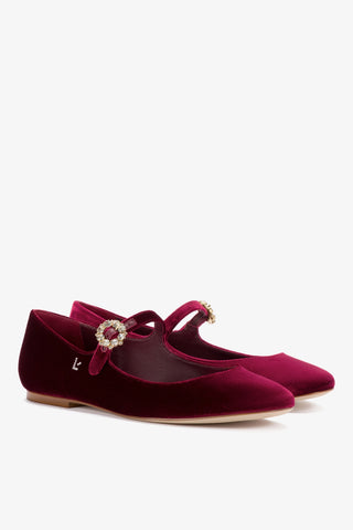 Blair Ballet Flat In Wine Velvet Ballet Larroudé