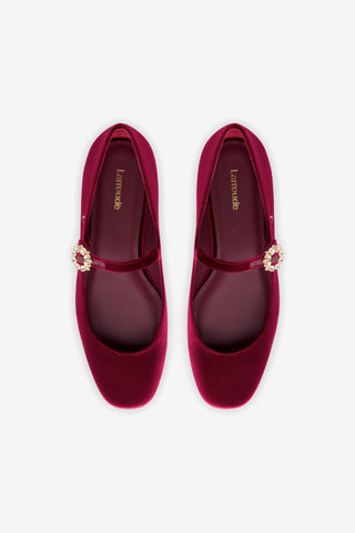 Blair Ballet Flat In Wine Velvet