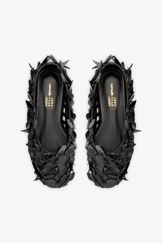 Larroude x Jonathan Cohen Ballerina Ballet Flat In Black Leather