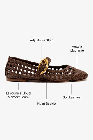 Verona Macrame Ballet Flat In Burnt Umber Leather