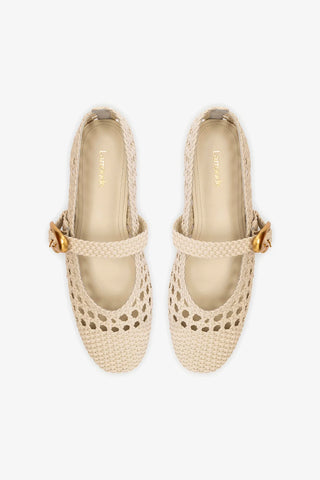 Verona Macrame Ballet Flat In Ivory Leather