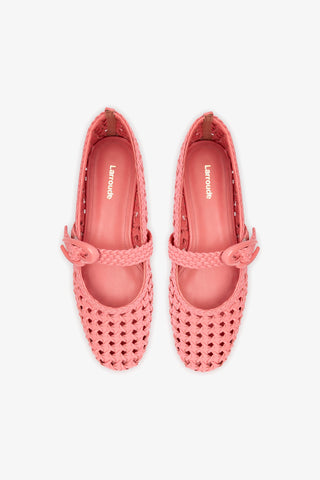 Verona Macrame Ballet Flat In Sorbet Pink Leather