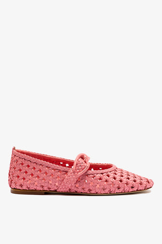 Verona Macrame Ballet Flat In Sorbet Pink Leather Ballet Larroudé
