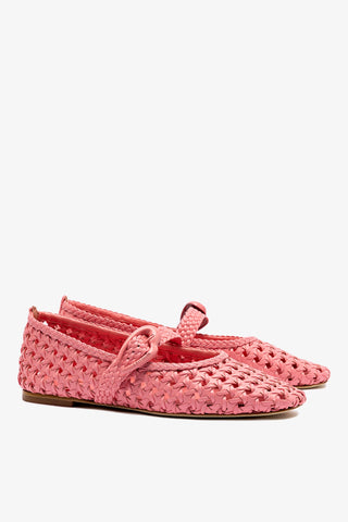 Verona Macrame Ballet Flat In Sorbet Pink Leather Ballet Larroudé
