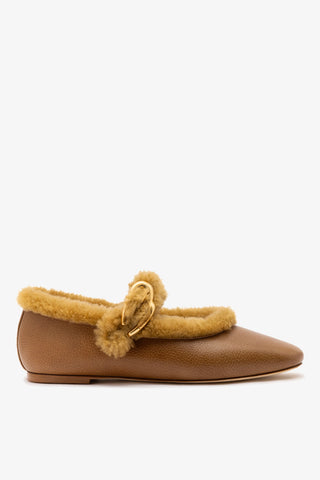 Verona Shearling Ballet Flat Russet Leather