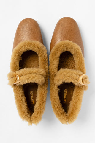 Verona Shearling Ballet Flat Russet Leather