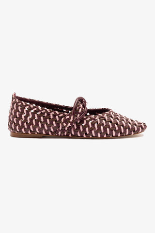 Verona Macrame Ballet Flat In Wine, Tulip and Burnt Umber Leather