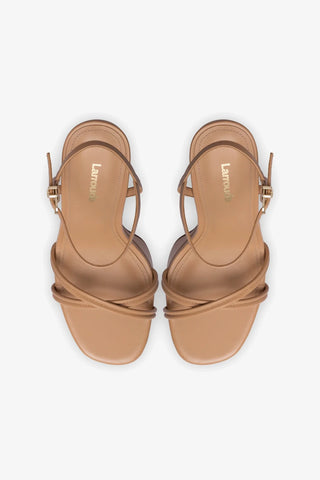 Annie Platform Sandal In Tan Leather