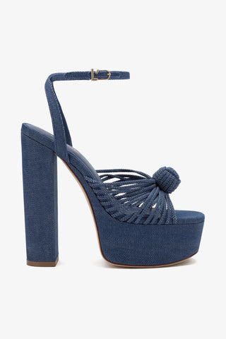 Valerie Platform Sandal In Blue Denim