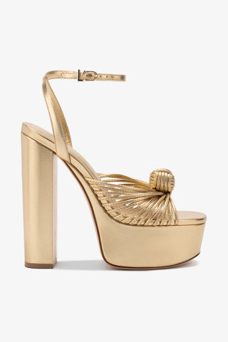 Valerie Platform Sandal In Gold Metallic Leather