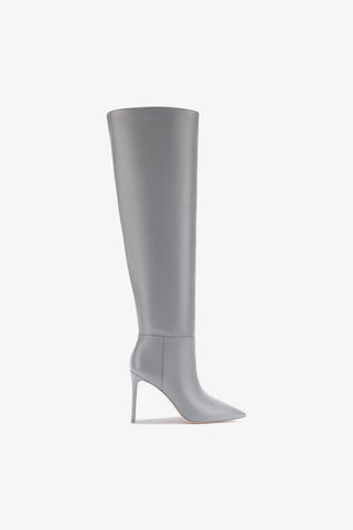 Larroudé x Jennifer Fisher Boot In Cement Grey Leather Boot Larroudé x Jennifer Fisher