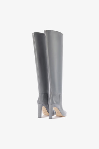 Larroudé x Jennifer Fisher Boot In Cement Grey Leather Boot Larroudé x Jennifer Fisher