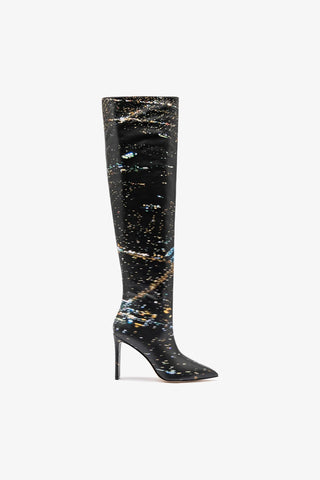 Larroudé x Libertine Boot In Black LAX Printed Leather