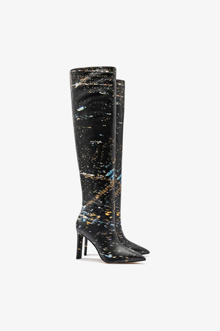 Larroudé x Libertine Boot In Black LAX Printed Leather