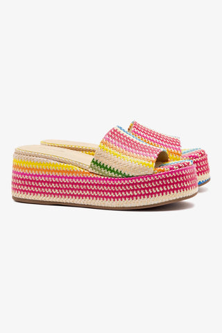 Alex Flatform Mule In Rainbow Raffia