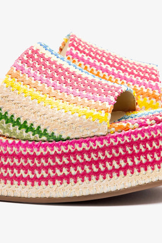 Alex Flatform Mule In Rainbow Raffia