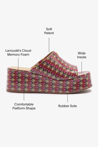 Charli Mule In Pink Vichy Patent Leather