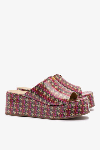 Charli Mule In Pink Vichy Patent Leather