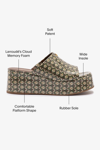 Charli Mule In Seaweed Vichy Patent Leather