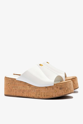 Charli Mule In White Patent Leather