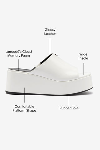 Charli Box Mule In White Leather Sandal Larroudé