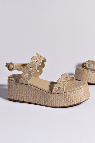 Florence Broderie Flatform In Natural Raffia
