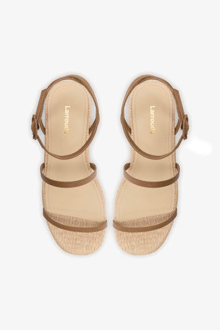Gio Flatform Sandal In Natural Raffia and Hazelnut Trimming