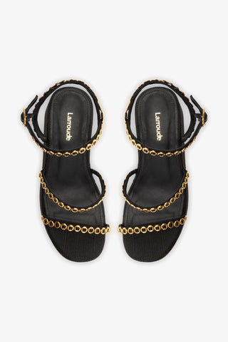 Gio Milanina Flatform Sandal In Black Raffia