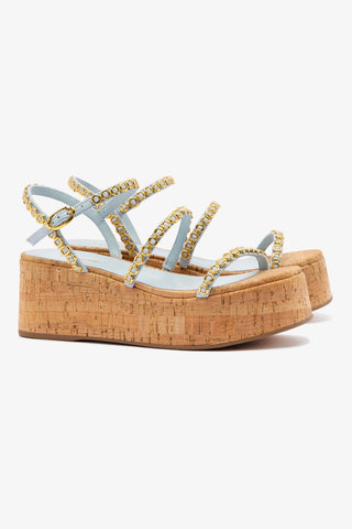 Gio Milanina Flatform In Maya Denim and Natural Cork