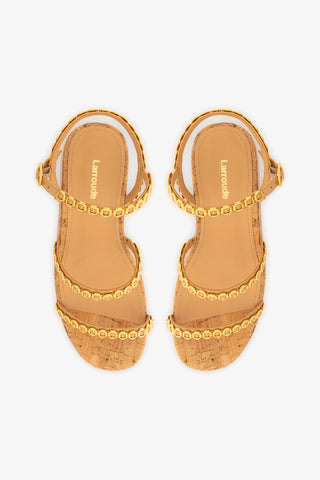 Gio Milanina Flatform In Tan Leather and Natural Cork