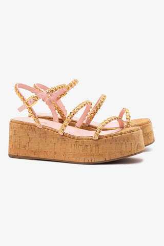 Gio Milanina Flatform In Tulip Patent Leather and Natural Cork