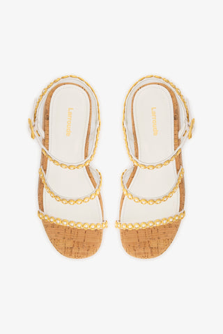 Gio Milanina Flatform In White Patent Leather and Natural Cork